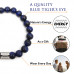 Morchic Blue Tiger's Eye Quartz Gemstone Semi Precious Stretch Bracelet for Women Men Unisex, 8mm Beads Classic Simple Design Cuff Birthday Gift 7.5 Inch