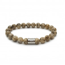 Morchic Feldspar Natural Gemstone Stretch Bracelet for Women Men Unisex, Genuine Energy Stone 8mm Beads, Classic Simple Design Cuff Birthday Gift 7.5 Inch