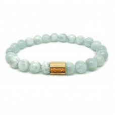 Morchic Green Angelite Crystal Gem Semi Precious Women Stretch Bracelet, Real Natural Mint Green Gemstone 8mm Beads Classic Simple Design New Birthday Gift 7.5 Inch