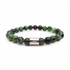 Morchic Green Epidote Natural Gemstone Stretch Bracelet for Women Men Unisex, Genuine Energy Stone 8mm Beads, Classic Simple Design Cuff Birthday Gift 7.5 Inch