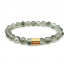 Morchic Green Rutilated Quartz Crystal Gem Semi Preciou Stretch Bracelet for Women Men Unisex, Real Natural Gemstone 8mm Beads, Classic Simple Design Cuff Birthday Gift 7.5 Inch