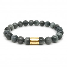 Morchic Hawk's Eye Stone Gem Semi Precious Stretch Bracelet for Women Men Unisex, Real Natural Grey Eagle Eye Quartz Gemstone 8mm Beads, Classic Simple Design Cuff Birthday Gift 7.5 Inch