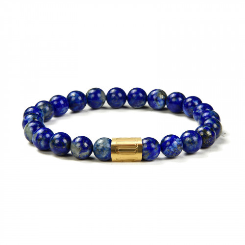 Morchic Lapis Lazuli Stone Gem Semi Precious Womens Mens Stretch Bracelet, Real Natural Blue Gemstone 8mm Beads Classic Simple Design Birthday Gift 7.5 Inch