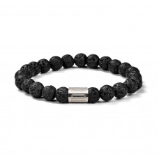 Morchic Lava Rock Stones Anxiety Aromatherapy Gem Semi Precious Womens Mens Stretch Bracelet, Real Natural Black Essential Oil Diffuser Gemstone 8mm Beads Classic Simple Design Birthday Gift 7.5 Inch