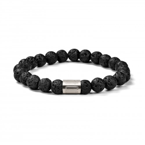 Morchic Lava Rock Stones Anxiety Aromatherapy Gem Semi Precious Womens Mens Stretch Bracelet, Real Natural Black Essential Oil Diffuser Gemstone 8mm Beads Classic Simple Design Birthday Gift 7.5 Inch