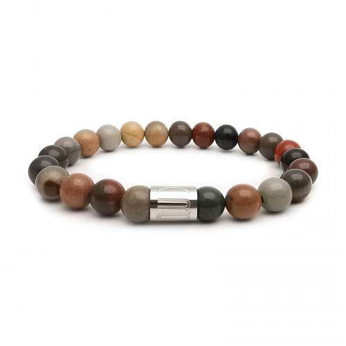 Morchic Ocean Jasper Natural Gemstone Stretch Bracelet for Women Men Unisex, Genuine Energy Stone 8mm Beads, Classic Simple Design Cuff Birthday Gift 7.5 Inch