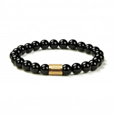 Morchic Black Onyx Stone Gem Semi Precious Stretch Bracelet for Women Men Unisex, Real Natural Gemstone 8mm Beads, Classic Simple Design Cuff Birthday Gift 7.5 Inch