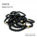 Morchic Black Onyx Stone Gem Semi Precious Stretch Bracelet for Women Men Unisex, Real Natural Gemstone 8mm Beads, Classic Simple Design Cuff Birthday Gift 7.5 Inch