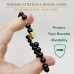 Morchic Black Onyx Stone Gem Semi Precious Stretch Bracelet for Women Men Unisex, Real Natural Gemstone 8mm Beads, Classic Simple Design Cuff Birthday Gift 7.5 Inch