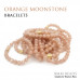 Morchic Orange Moonstone Crystal Gem Semi Precious Stretch Bracelet for Women, Real Natural Sunstone Gemstone 8mm Beads, Classic Simple Design Cuff Birthday Gift Birthstone 7.5 Inch