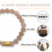 Morchic Orange Moonstone Crystal Gem Semi Precious Stretch Bracelet for Women, Real Natural Sunstone Gemstone 8mm Beads, Classic Simple Design Cuff Birthday Gift Birthstone 7.5 Inch