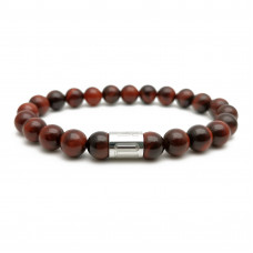 Morchic Red Tigers Eye Gem Semi Precious Stretch Bracelet for Women Men Unisex, Real Natural Brown Color Gemstone 8mm Beads, Classic Simple Design Cuff Birthday Gift 7.5 Inch