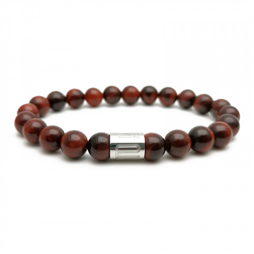 Morchic Red Tigers Eye Gem Semi Precious Stretch Bracelet for Women Men Unisex, Real Natural Brown Color Gemstone 8mm Beads, Classic Simple Design Cuff Birthday Gift 7.5 Inch