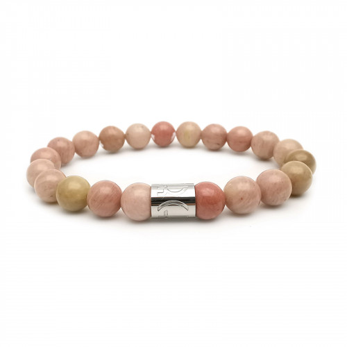 Morchic Rhodochrosite Gemstone Stretch Bracelet for Women Men Unisex, Genuine Natural Energy Stone 8mm Beads, Classic Simple Design Cuff Birthday Gift 7.5 Inch