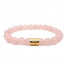 Morchic Rose Quartz Crystal Gem Semi Precious Stretch Bracelet for Women Lady, Real Natural Pink Gemstone 8mm Beads, Classic Simple Design Cuff Birthday Gift 7.5 inch