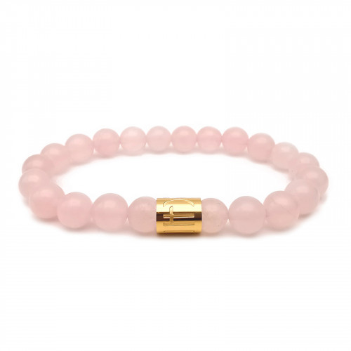 Morchic Rose Quartz Crystal Gem Semi Precious Stretch Bracelet for Women Lady, Real Natural Pink Gemstone 8mm Beads, Classic Simple Design Cuff Birthday Gift 7.5 inch