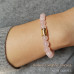 Morchic Rose Quartz Crystal Gem Semi Precious Stretch Bracelet for Women Lady, Real Natural Pink Gemstone 8mm Beads, Classic Simple Design Cuff Birthday Gift 7.5 inch