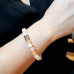 Morchic Sakura Agate Gem Semi Precious Stretch Bracelet for Women, Real Natural Orange Gemstone 8mm Beads, Classic Simple Design Cuff Birthday Gift 7.5 Inch