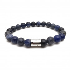 Morchic Sodalite Natural Gemstone Stretch Bracelet for Women Men Unisex, Genuine Energy Stone 8mm Beads, Classic Simple Design Cuff Birthday Gift 7.5 Inch