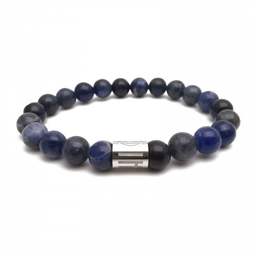Morchic Sodalite Natural Gemstone Stretch Bracelet for Women Men Unisex, Genuine Energy Stone 8mm Beads, Classic Simple Design Cuff Birthday Gift 7.5 Inch