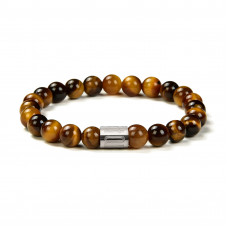 Morchic Tigers Eye Stone Gem Semi Precious Stretch Bracelet for Women Men Unisex, Real Natural Yellow/Black Gemstone 8mm Beads, Classic Simple Design Cuff Birthday Gift 7.5 Inch