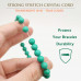 Morchic Green Turquoise Gem Semi Precious Stretch Bracelet for Women Men Unisex, Natural Gemstone 8mm Beads, Classic Simple Design Cuff Birthday Gift Birthstone 7.5 Inch