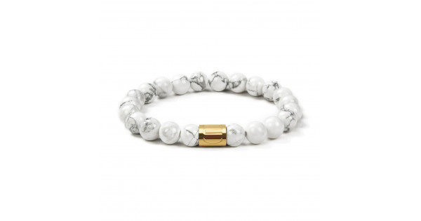 8mm White Howlite Gemstone Stretch Bracelet - Handmade Unisex Semi-Precious Stone Bead Bracelet