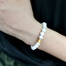 Morchic White Howlite Stone Stretch Bracelet for Women Men Unisex, Natural Gemstone 8mm Beads, Classic Simple Design Cuff Birthday Gift 7.5 Inch