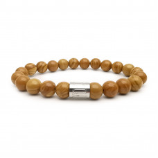 Morchic Wood Grain Stone Stretch Bracelet for Women Men Unisex, Genuine Natural Energy Gemstone 8mm Beads, Classic Simple Design Cuff Birthday Gift 7.5 Inch