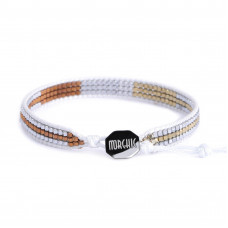Morchic Natural Hematite Stone 2x2MM Hexagon Faceted Beads Waterproof Handwoven Wrap Bracelet With Wax String & Stainless-steel Buckle 7-9 Inches Adjustable (Brown, Light Gold & Silver)