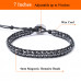 Morchic Magnetic Hematite Stone 4MM Faceted Beads Waterproof Handwoven Wrap Bracelet With Wax String & Stainless-steel Buckle 7-9 Inches Adjustable (Black)