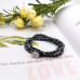 Morchic 4mm Shining Hematite Faceted Beads 3 Wraps Bracelet for Womens, Special Hand Woven on Black Wax String Waterproof