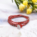 Morchic 3 Wraps Hand Woven Bracelet for Women, 3mm Stainless Steel Beads / Red Nylon Rope Waterproof Durable