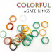 Morchic 10Pcs Agate Band Rings for Women, Smooth Assorted Size Mulit Color 6mm Thick